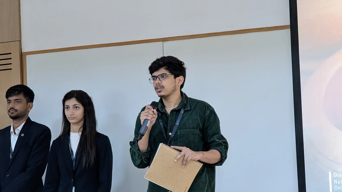 Arnav speaking during Team Gaia’s presentation